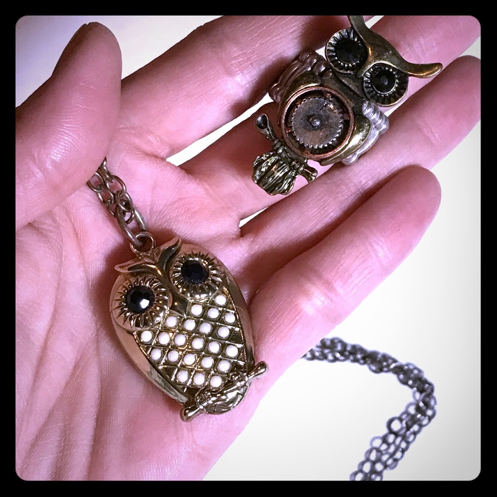 Owl Ring and Necklace Duo